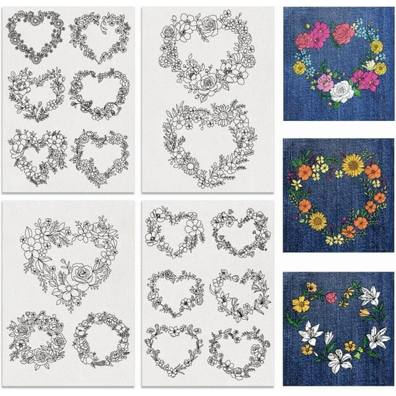 Cloth 4 Sheets 11.6x8.2 Inch Stick and Stitch Embroidery Patterns Non-woven Fabrics Water Soluble Embroidery Stabilizers Heart 297x210mmm