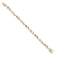 thumbnail image 2 of Gem Stone King 18K Yellow Gold Plated Silver Heart Shape Moissanite Mercury Mist Mystic Topaz and White Lab Grown Diamond Greek Vine Flower Tennis Bracelet for Women (5.34 Cttw, 7.5 inch), 2 of 4