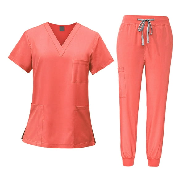 Milaget Women Uniform Scrubs Set Breathable Clothes Nurse Top and Pants with Pockets M