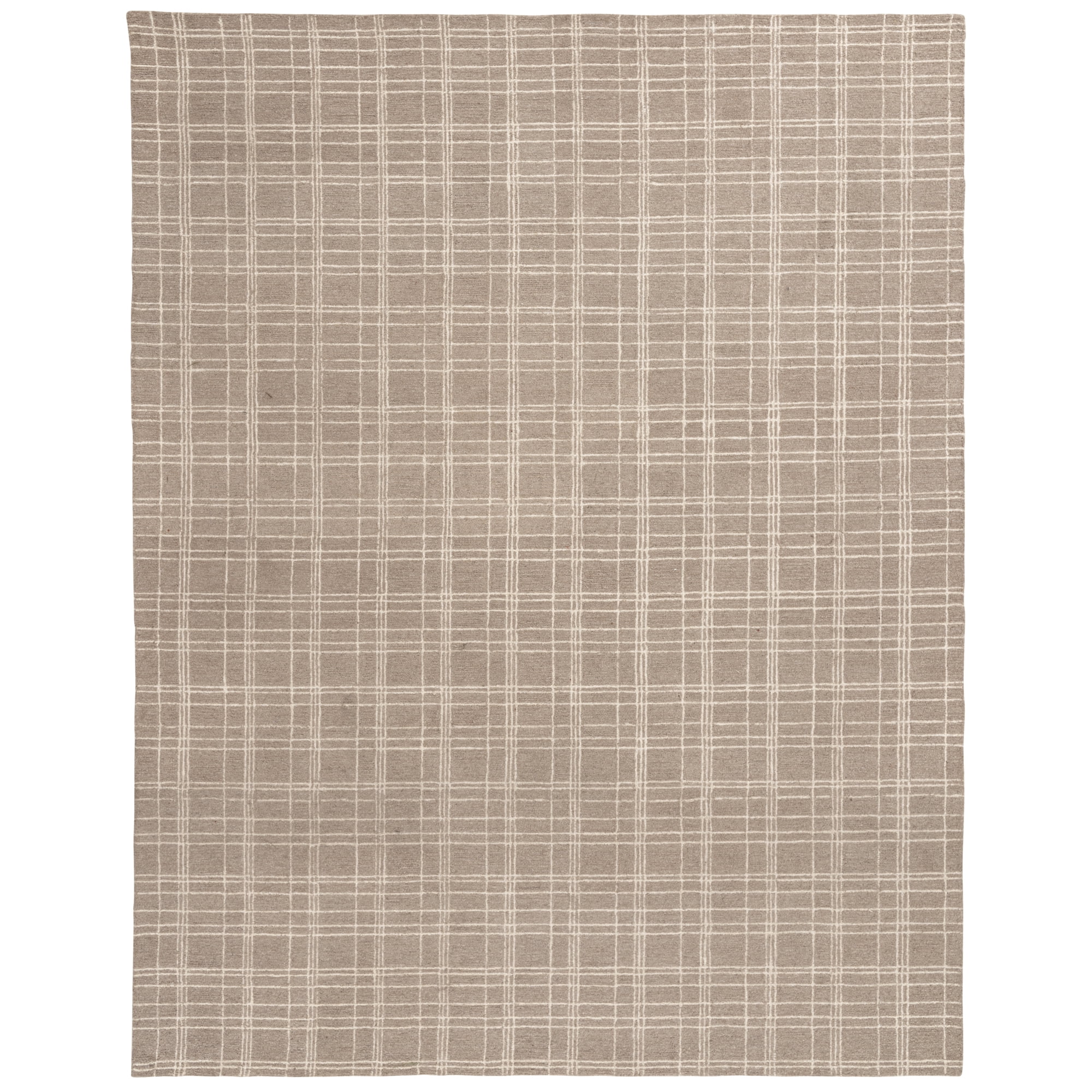Better Homes & Gardens Beige Plaid Wool Indoor Area Rug, 7 ft 10 in x 9 ft 10 in