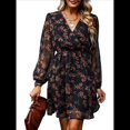 thumbnail image 2 of Minivestidos Casuales de para Mujer, con Escote en V, de , Mangas Largas, Sueltos, para Verano Negro M, 2 of 9
