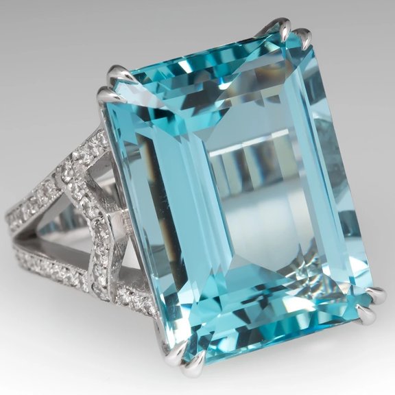 Luxury Female Silver Color Large Square Blue Crystal Rings for Women Zircon stone Rings Promise Jewelry