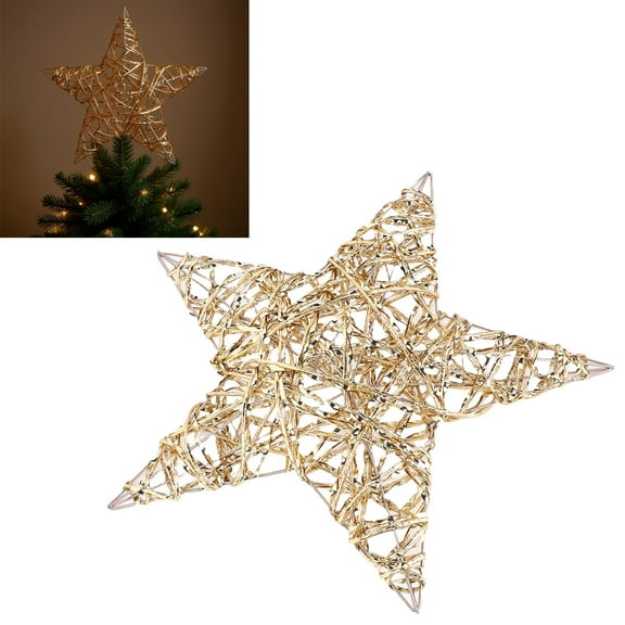 Gold Star Xmas Decoration Sturdy Metal Wire 5 Point Star Ornament Xmas Tree Home Party Decor