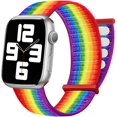 thumbnail image 1 of Correa de reloj de nylon compatible con Apple Watch 7 bandas 44 mm 41 mm 45 mm Reemplazo para Iwatch Series Se / 6/5/4/3/2/1, correas transpirables elásticas ajustables Feliz Sencillez, 1 of 5