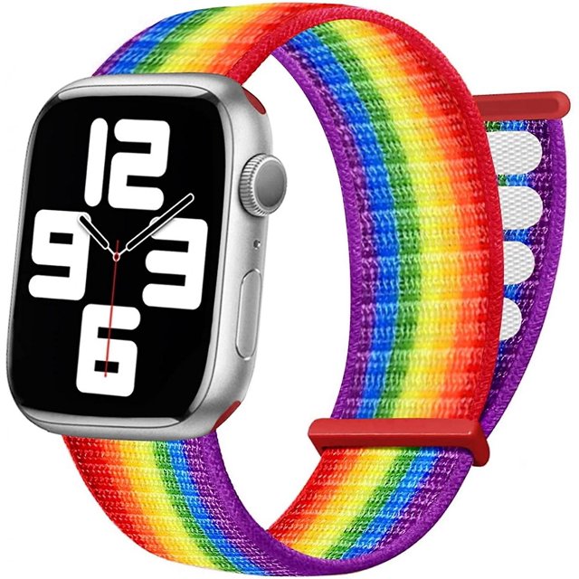 Correa de reloj de nylon compatible con Apple Watch 7 bandas 44 mm 41 mm 45 mm Reemplazo para Iwatch Series Se / 6/5/4/3/2/1, correas transpirables elásticas ajustables Feliz Sencillez
