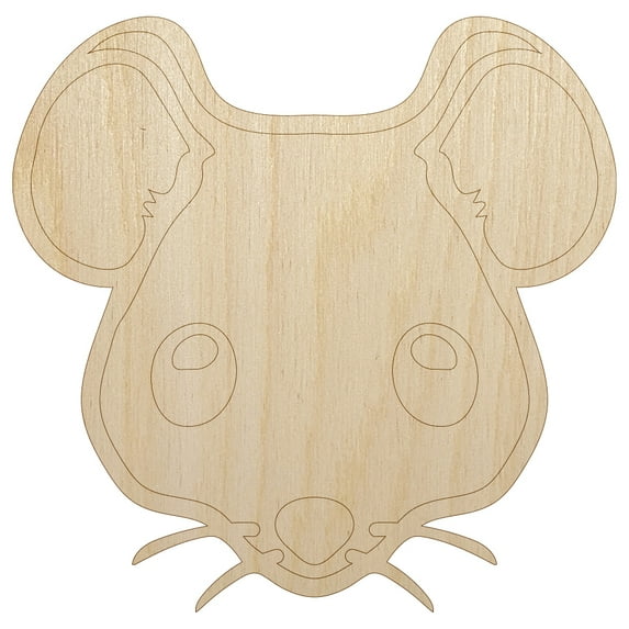 Cute Mouse Face Wood Shape Unfinished Piece Cutout Craft DIY Projects - 6.25 Inch Size - 1/8 Inch Thick
