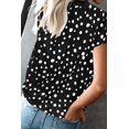 thumbnail image 3 of T-shirt à Manches Courtes à Col Rond et à Pois Noirs pour Femmes, 3 of 3