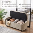 thumbnail image 5 of Furniliving 46.5" Chenille Storage Bench, Button-Tufted Upholstered Ottoman with Hidden Storage, End of Bed Bench for Bedroom Entryway Living Room, Light Brown, 5 of 12