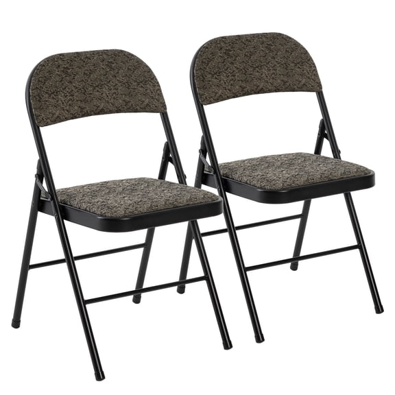 CONCETTA 2 Pack Folding Chairs with Fabric Padded Cushion and Back, Stackable Portable for Home Office, Conference, Wedding, Party, Patio, Garden, Indoor Outdoor Use, Black