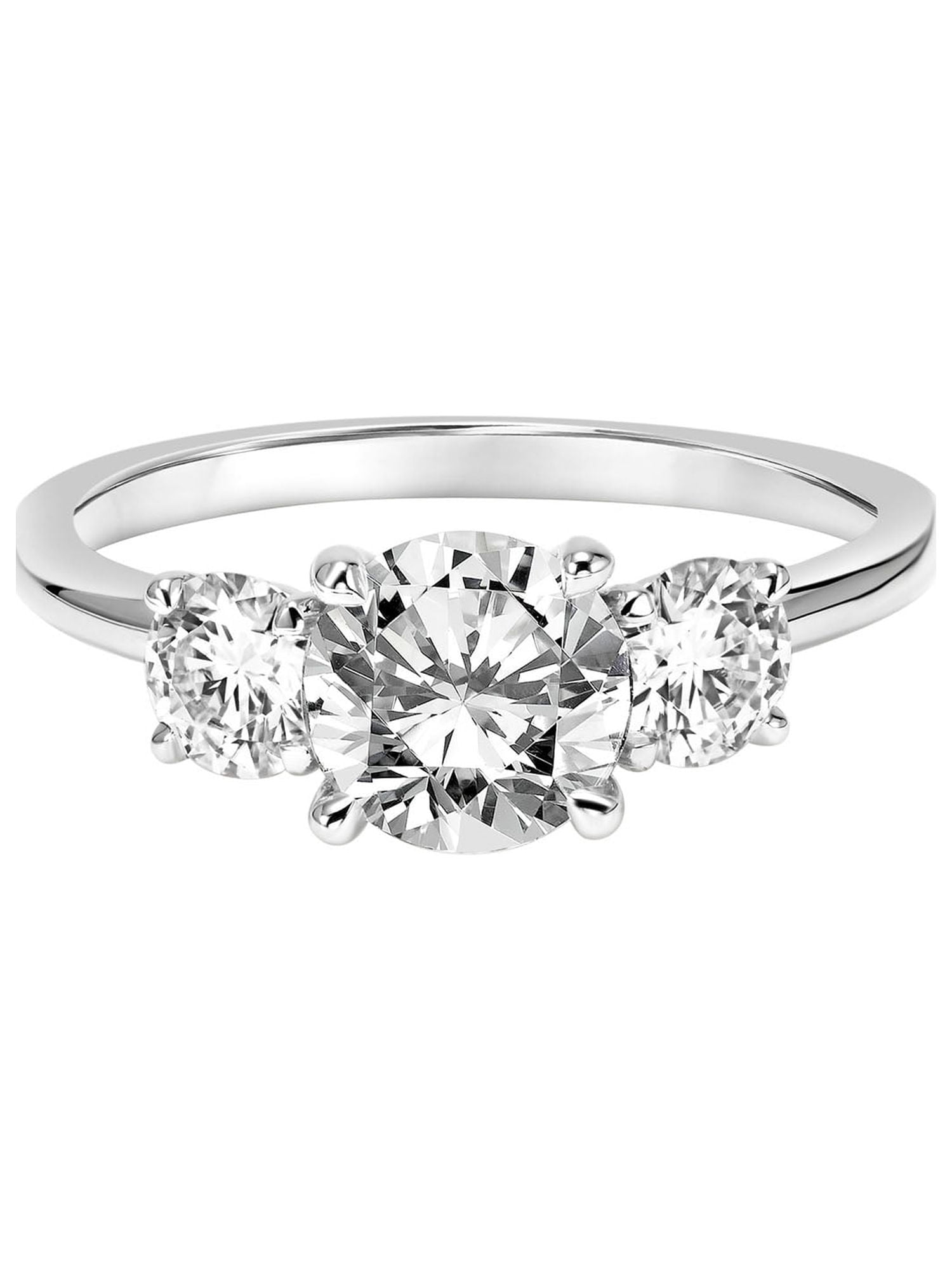 2 Carat DEW Moissanite 10K White Gold Three-Stone Engagement Ring
