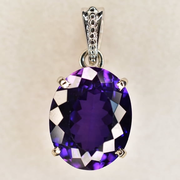 Natural Purple Sapphire 27 Ct 925 Sterling Silver Oval Pendant CERTIFIED Gems