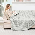 thumbnail image 6 of Luxury Faux Rabbit Fur Throw Blanket for Couch,Super Heavy Warm Cozy Blanket for Sofa Bedroom Living Room,Ultra Soft Fluffy Reversible Plush Blanket for Home Decor Gifts,Grey, 6 of 13