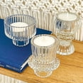 thumbnail image 7 of Kate Aspen Vintage Ribbed Glass Clear Candlestick Holders, Pillar Candle, Tealight & Votive Candle Holders (Set of 6, 3 Assorted Sizes), Dining Table Decor, Shelf Decor, Centerpiece, 7 of 7