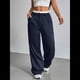 thumbnail image 4 of Pantalones Anchos y Holgados para Mujer, Estilo Palazzo Harén, Informales, A Rayas, con Cintura Elástica y Bolsillos Azul Marino XXL, 4 of 7
