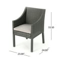 thumbnail image 4 of Estelle Outdoor Wicker Dining Chairs with Cushions, Set of 2, Grey, Silver, 4 of 7