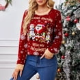 thumbnail image 2 of LUOGENLI Chandails pour Femmes Couleurs d'Automne Chandail de Noël Rouge pour Femmes Chandail de Noël Flocon de Neige pour Femmes Rouge Taille g, 2 of 9