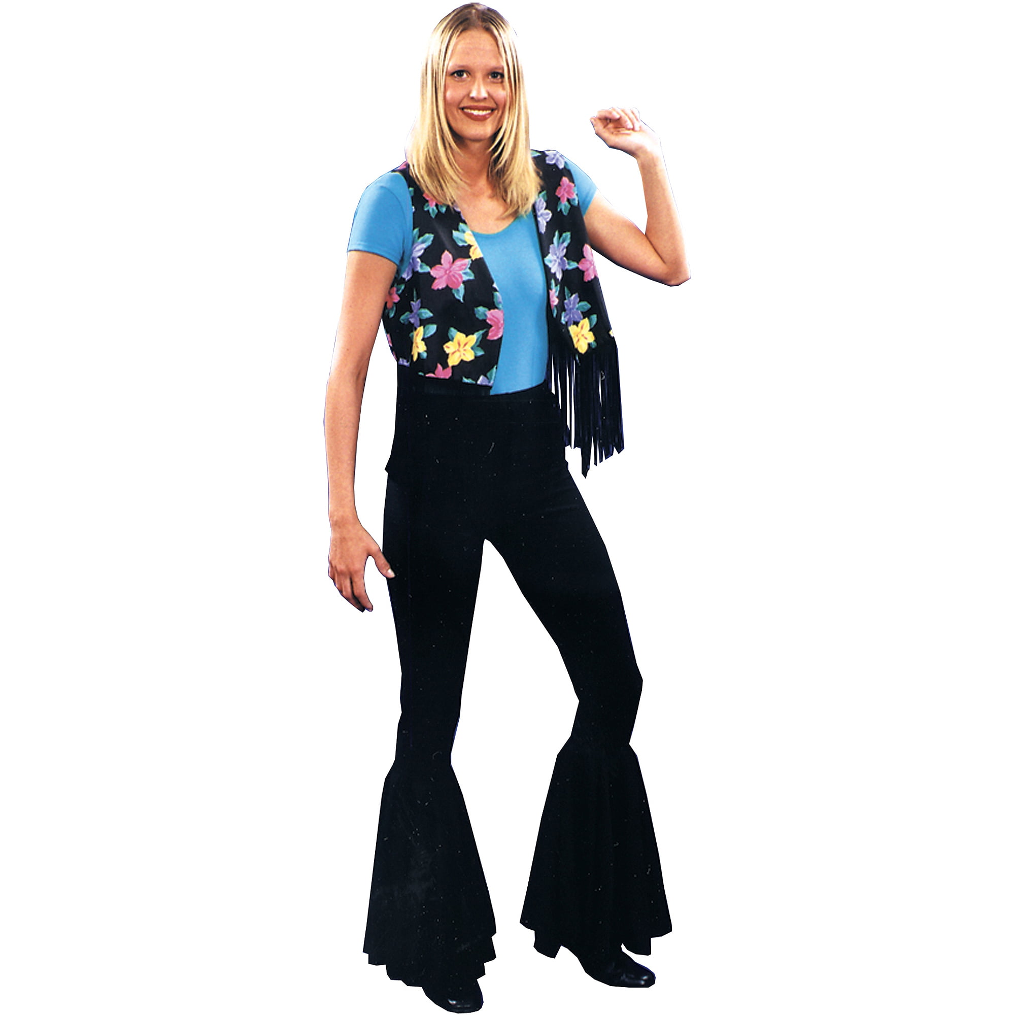 Peace Out Fringed Vest Bell Bottom Pants Halloween Hippie Costume Adult Women