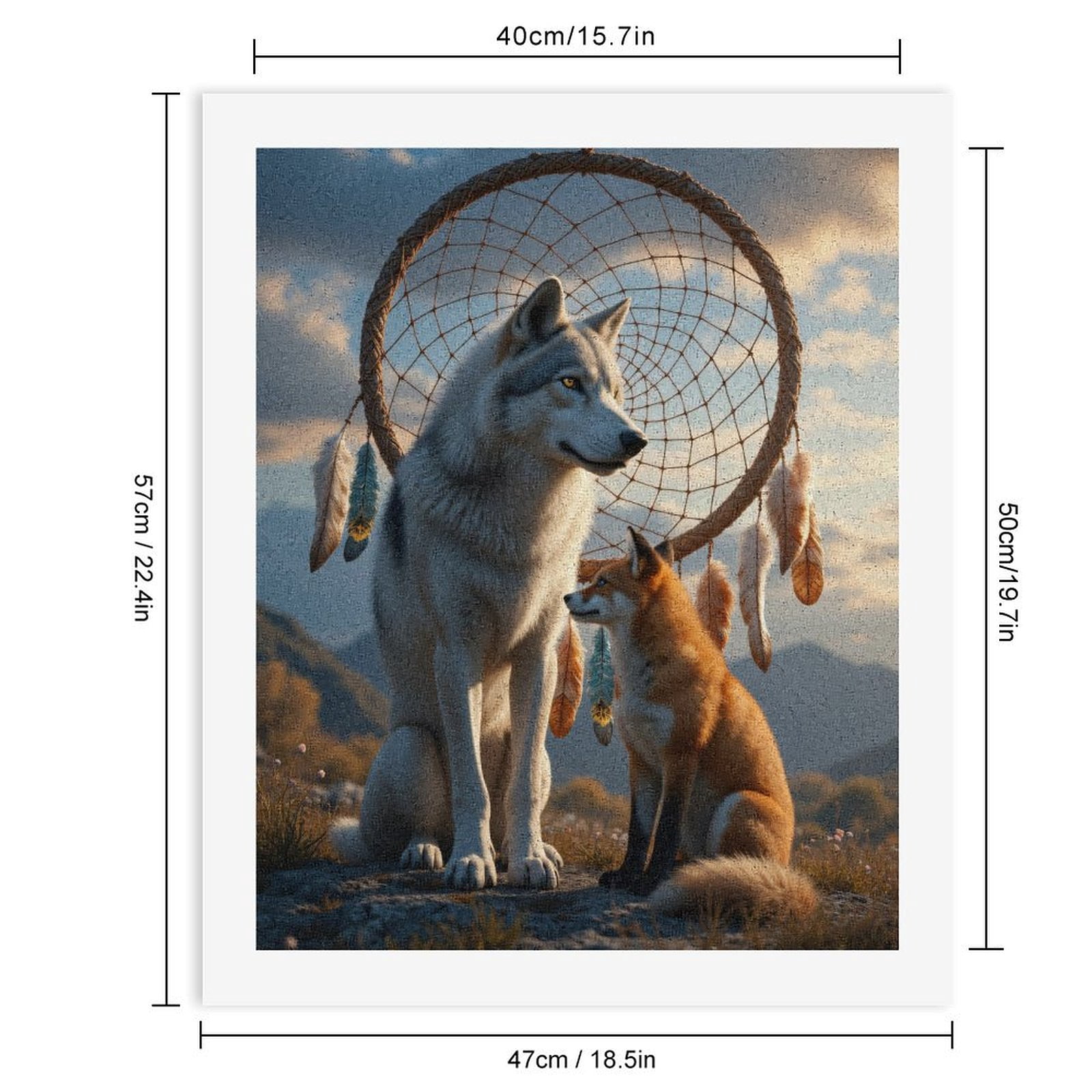Paint By Numbers Kit for Adults Beginner - Wolf Fox Dreamcatcher Scenic DIY Canvas Painting Kits for Adults, Frameless Paint By Number for Adults for Home Wall Decor 16x20 Inch