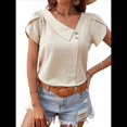 thumbnail image 1 of Blusas de para Mujer, Blusas Informales con Cuello para Negocios, Blusas con Mangas Abullonadas, Ropa de Trabajo Holgada de Verano. Albaricoque XL, 1 of 9