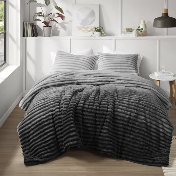 Gracie Mills Zaria Fluffy Ribbed Plush Comforter Set Bedding Set Textured