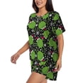 thumbnail image 2 of Fuzoiu Frogs And Santa Hat Print Women's Short-Sleeved Pajama Set,Lounge Sleepwear Set,Womens Pajama Sets 2 Piece,Button-Up Top and Shorts with Pockets-Small, 2 of 7