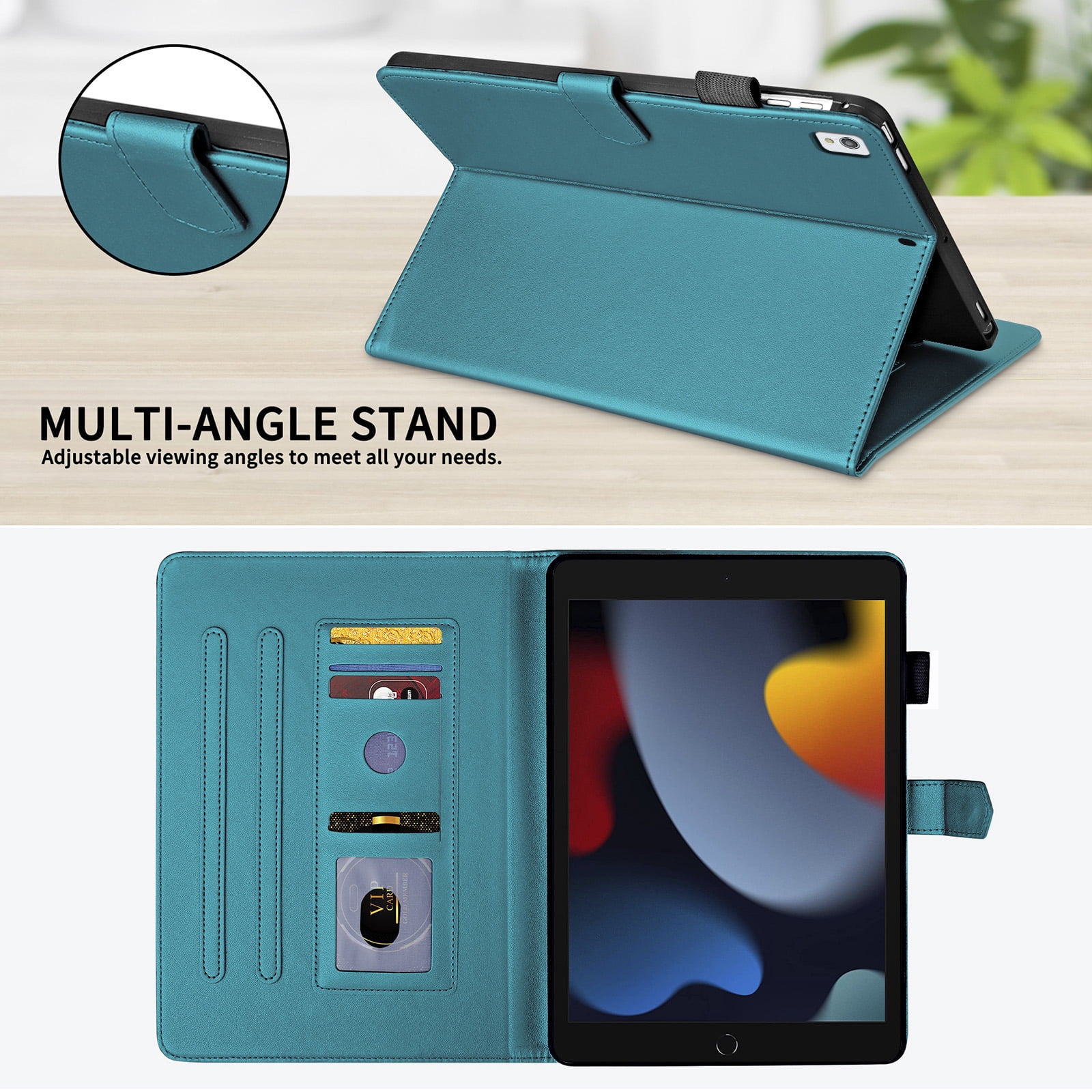 Dteck Case for iPad 9th 8th 7th Generation 10.2 inch,iPad Air 3rd Gen/iPad Pro 10.5" Magnetic PU Leather Smart Auto Wake/Sleep Folio Stand Case Card Slot Pencil Holder Cover,Darkgreen