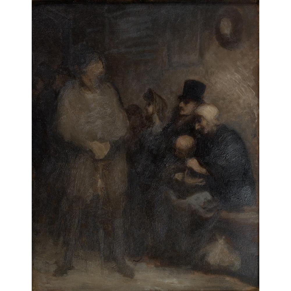 Honoré Daumier 12x14 Black Modern Framed Museum Art Print Titled - A Waiting Room (The Waiting Room) (Between 1850 and 1853)