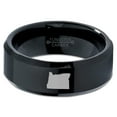 thumbnail image 2 of Tungsten Oregon The Beaver State Band Ring 8mm Men Women Comfort Fit Black Beveled Edge Polished, 2 of 4