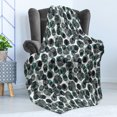 thumbnail image 4 of Leaves Soft Flannel Fleece Throw Blanket, Dotted Background with Foliage Pattern with Black Stripes Nature, Cozy Plush for Indoor and Outdoor Use, 50" x 70", Pale Green Slate Blue, by Ambesonne, 4 of 5