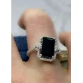 thumbnail image 2 of 3Ct Emerald Cut Simulated Black Diamond Halo Women Engagement Ring 14K White Gold Plated 925 Sterling Silver, 2 of 5