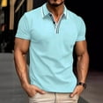 thumbnail image 3 of Striped Casual Shirt V Neck Button Business Versatile T-Shirt Top - Polyester Material, Stitching Design, Perfect for Everyday Life, 3 of 6