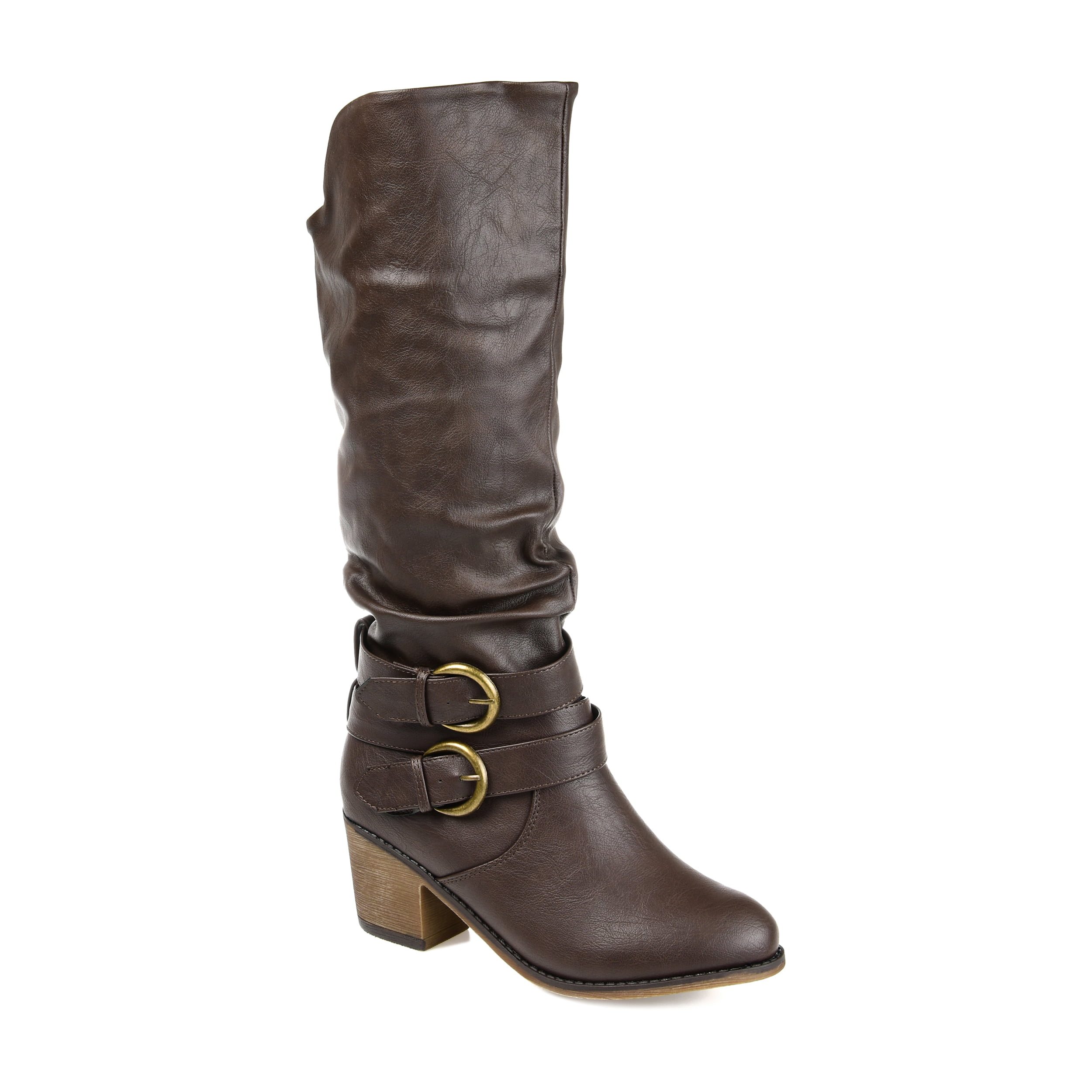 Women's Slouch Buckle High Heel Boots - Walmart.com