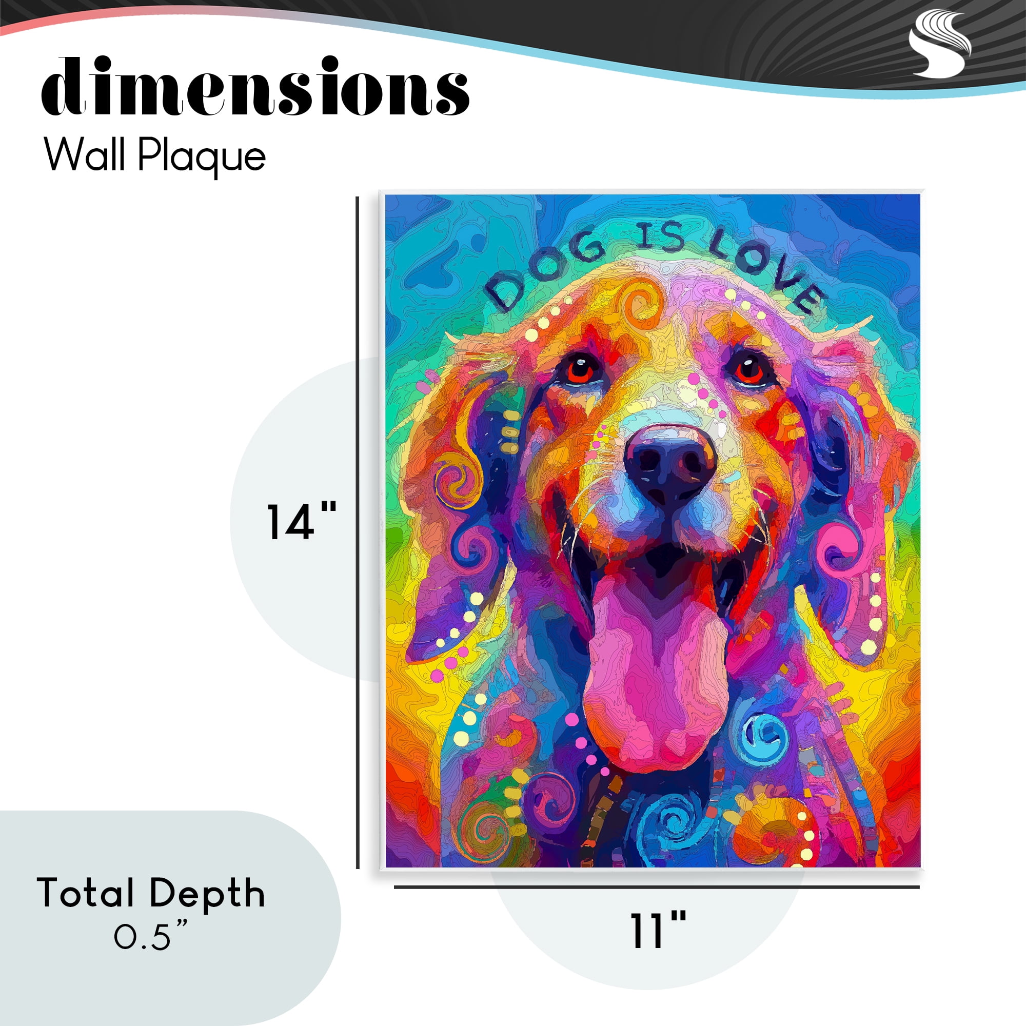 Dog Is Love Swirled Pattern Wall Plaque Art, design by Dean Russo- Evolution Collection