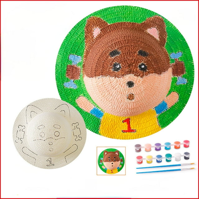 WEAIXIMIUNGChristmas Children Paint Straw Hats Diy Hand Filling 2-8 Years