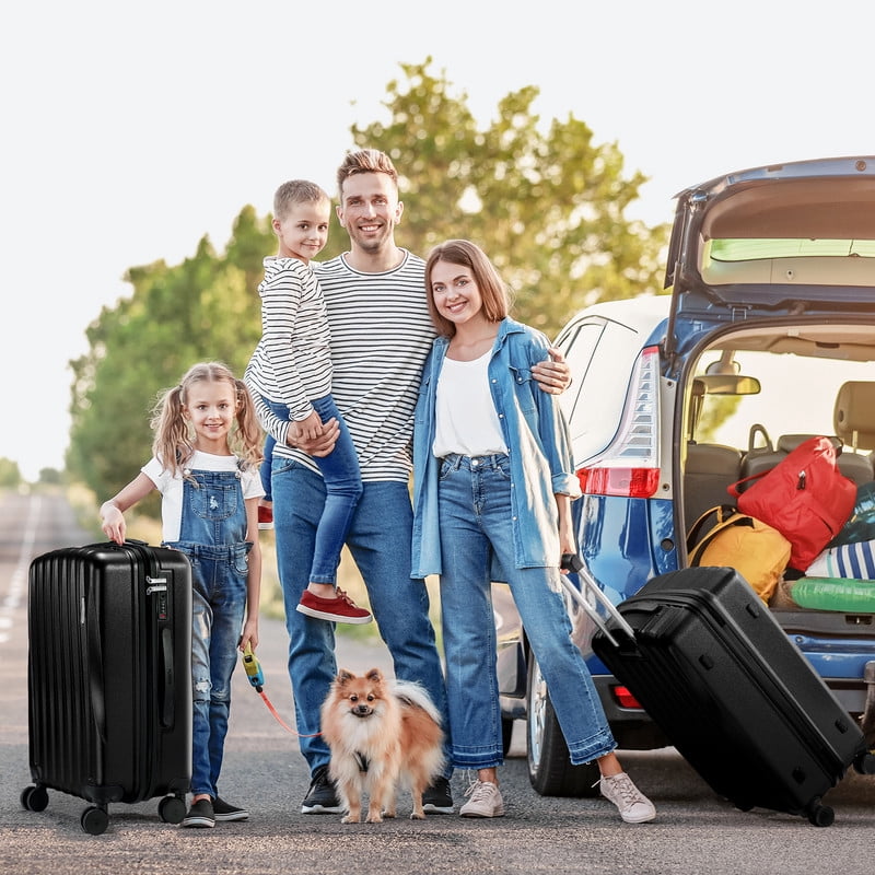 Gowill 3 Piece Hardside Luggage Set 27/23/19 inch Hardshell Lightweight Spinner Wheels Carry-on and Checked Suitcase.Black