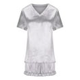 thumbnail image 7 of YuYuBao Womens Pajamas Set Satin Ruffles Sleepwear Camisole Short Sleeve Shirts With Shorts 2 Piece Nightwear, 7 of 7