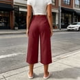 thumbnail image 6 of SwiftWear Women's Cotton Drawstring Capri Pants High Waisted Wide Leg Loose Fit Casual Summer Trousers with Side Pockets Elastic Back Waist for Beach Daily​, 6 of 8