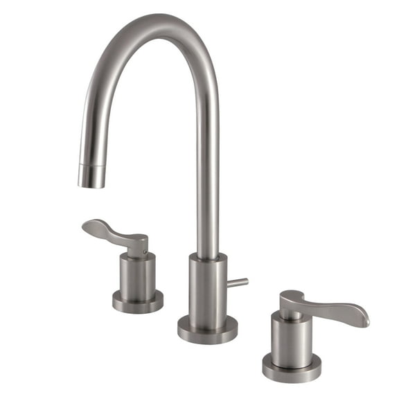 Kingston Brass KS8958DFL Widespread Bathroom Faucet with Brass Pop-Up, Brushed Nickel