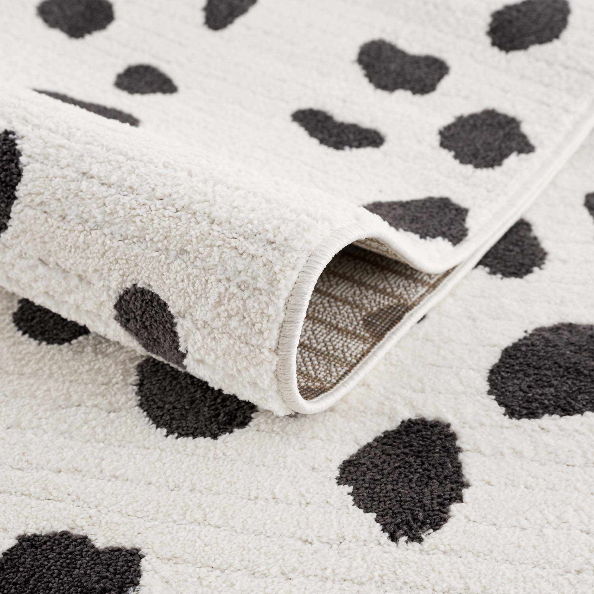 Hauteloom Tariffville Modern Animal Print Dalmatian Style Area Rug for Living Room, Bedroom, Kids Room, Nursery - High Pile Carpet - Black and White, Charcoal - 2'7" x 7'3" (2x8)