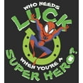 thumbnail image 2 of Women's Marvel St. Patrick's Day Spider-Man Who Needs Luck  Graphic Tee Black Small, 2 of 4