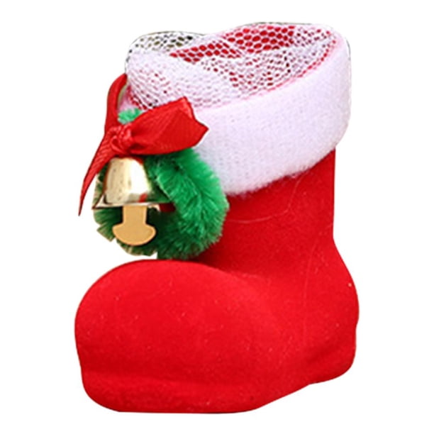 Decoración de zapatos de dulces navideños Mini bolsa de regalo de dulces rojos Regalo de Nochebuena (XS)