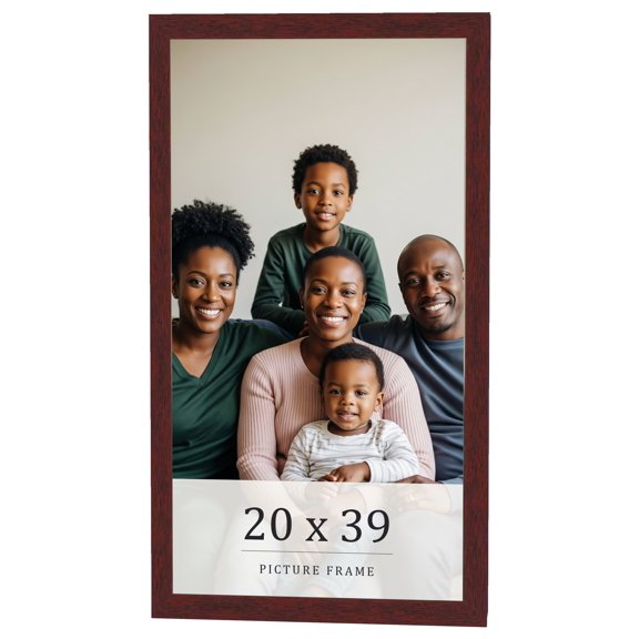 20x39 Frame Brown Solid Wood Picture Frame Width 0.75 Inches | Interior Frame Depth 0.5 Inches |