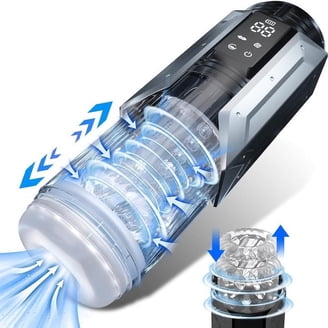 V For Vibes Rotating Male Masturbator, Male Vibrator Vulcan - Clear, Black 