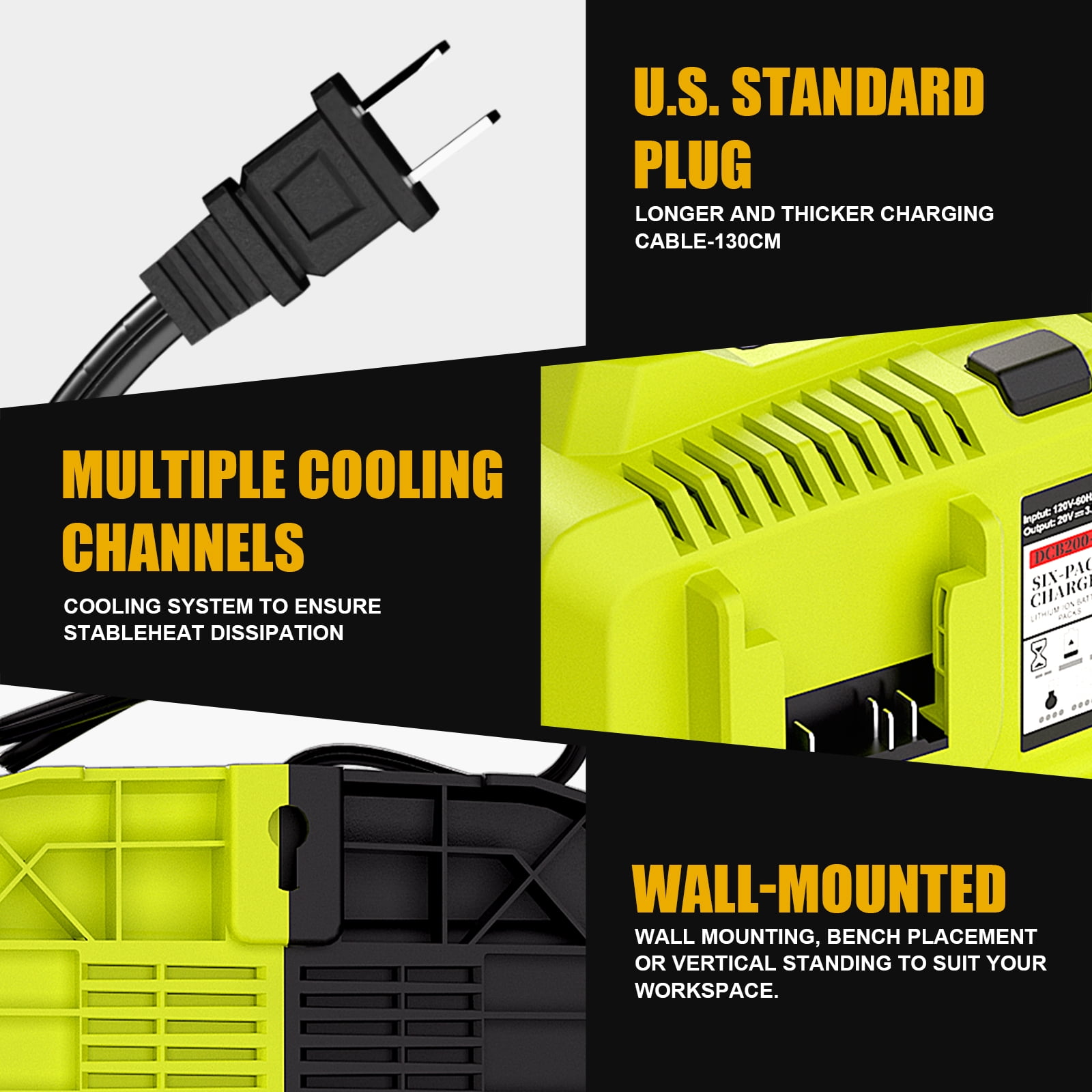 TenHutt Charger Replacement for Dewalt Battery Charger Station Compatible with de walt 20V/60V Battery DCB200 DCB104 DCB606 DCB612