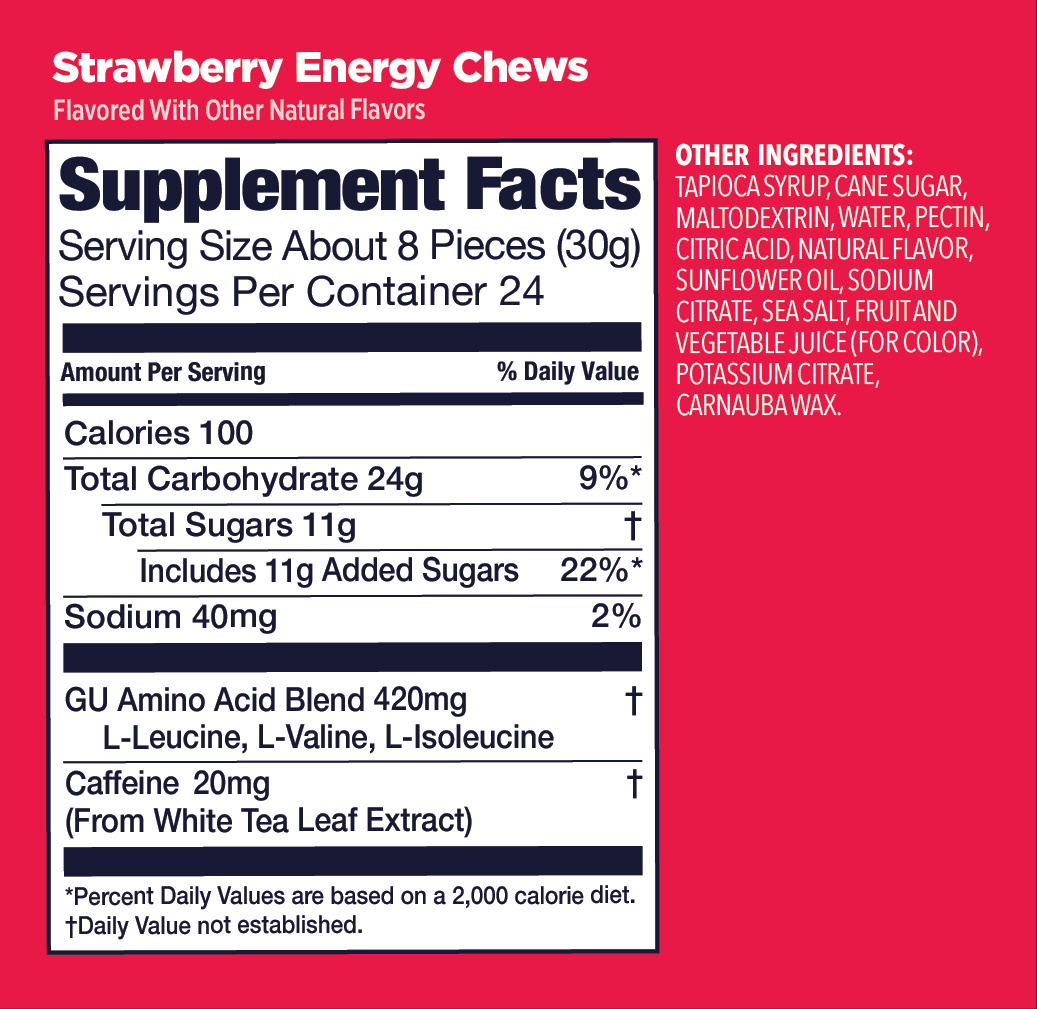 GU Energy Chews, Assorted Flavor - 12 Bags (24 Servings Total)
