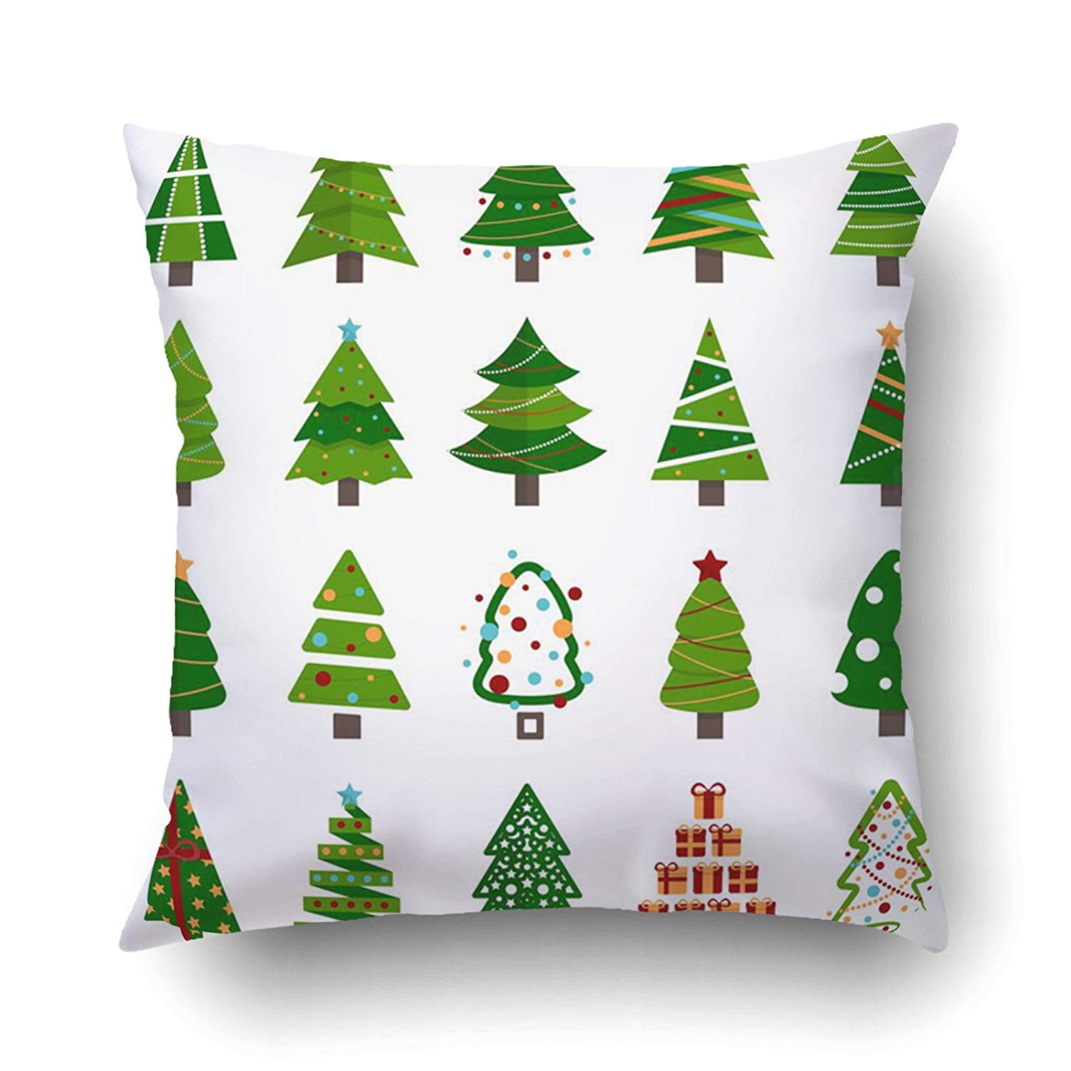 ARTJIA Xmas Different Christmas Tree Set Green Xmas Gift Pillow Case