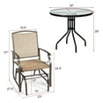 thumbnail image 2 of Costway 3PCS Patio Bistro Furniture Set Rocking Glider Chair Glass Table W/Umbrella Hole, 2 of 10