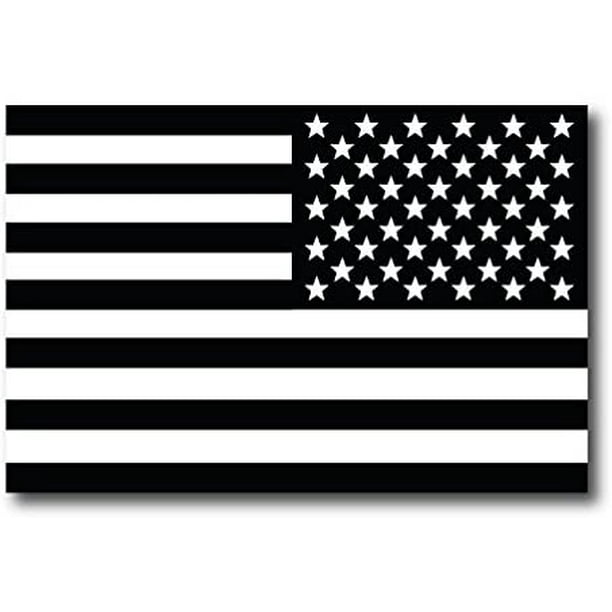 Black and White Reverse American Flag Car Decal 3" x 5"