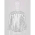 thumbnail image 4 of Hansber Kids Girls Boys Shiny Long Sleeve Ballet Jazz Hip Hop Dance Top Tee Shirt Disco Club Silver 150, 4 of 7