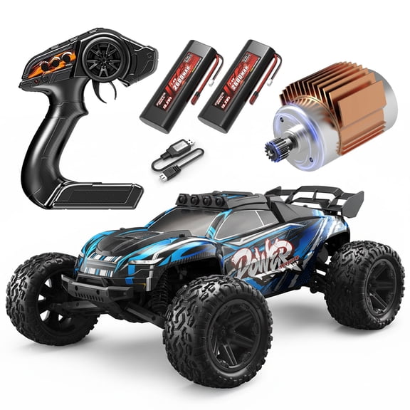 1/8 Scale 2WD RC Truck, 50 KM/H High Speed Remote Control Car with 2 Batteries, RC550 Motor, Full Proportional Control, LED Lights, Waterproof Servo, Off-Road Racing Truck for Sand, Grass, Mud